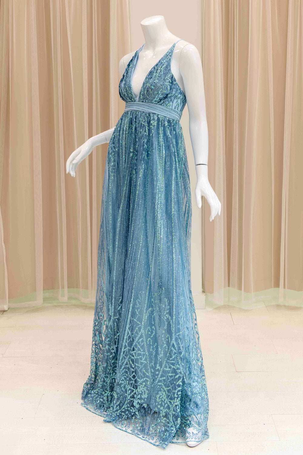 Aliah Marie Glitter Ball Gown in Light Blue