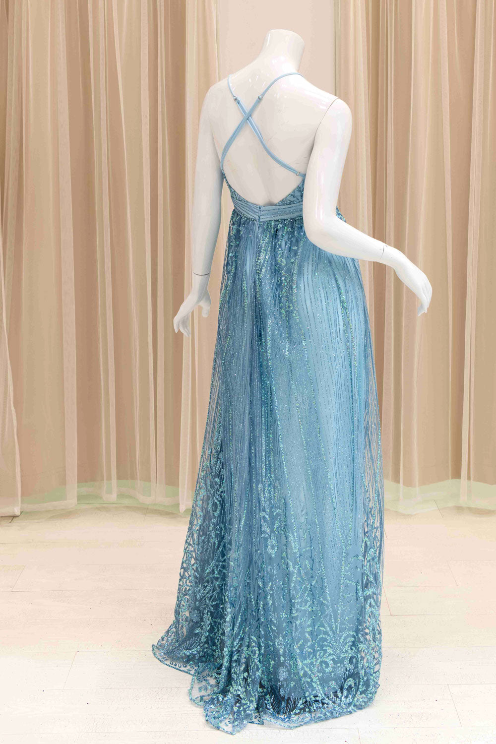 Aliah Marie Glitter Ball Gown in Light Blue