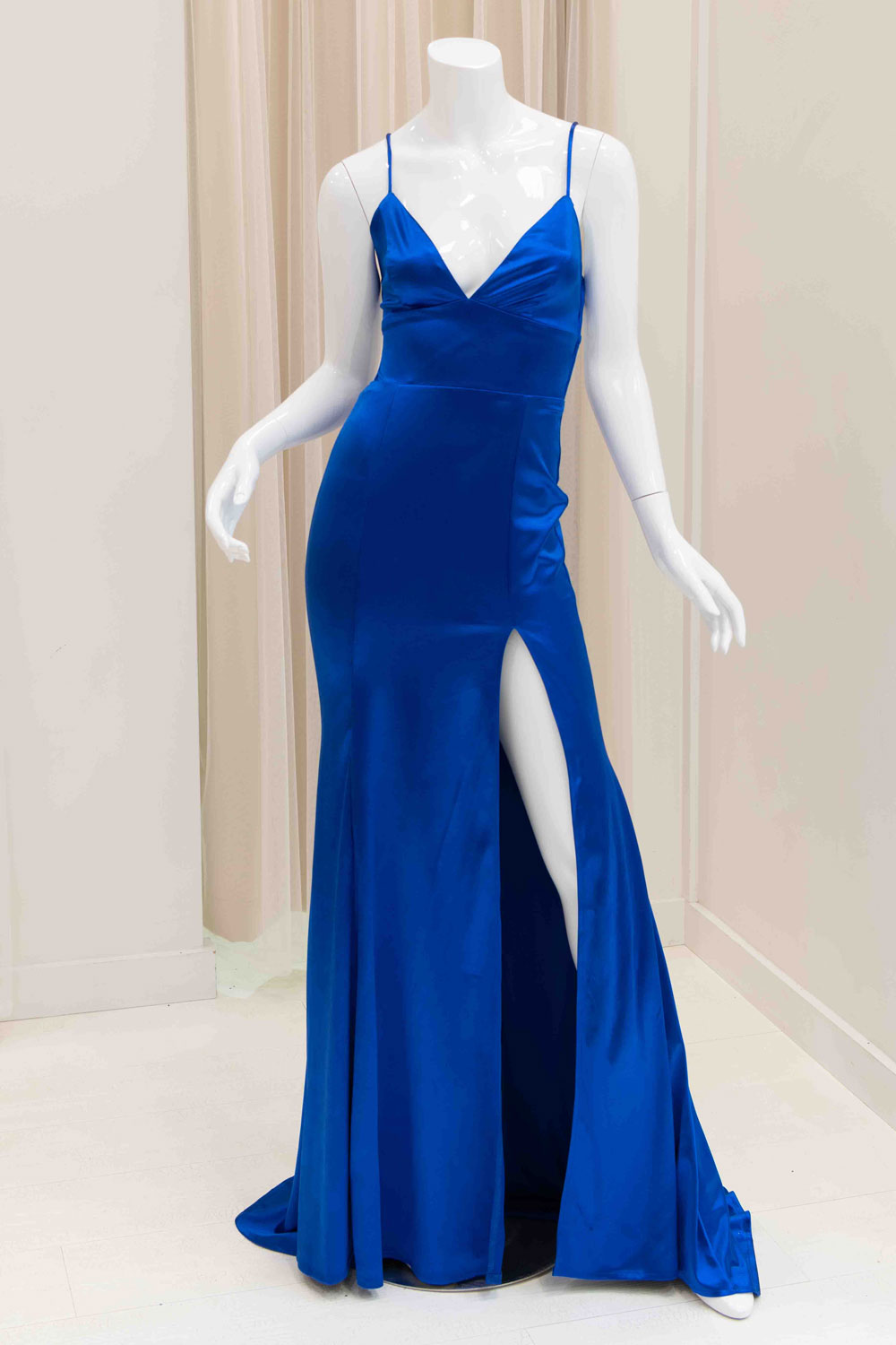 Alyna Satin Evening Gown in Royal Blue