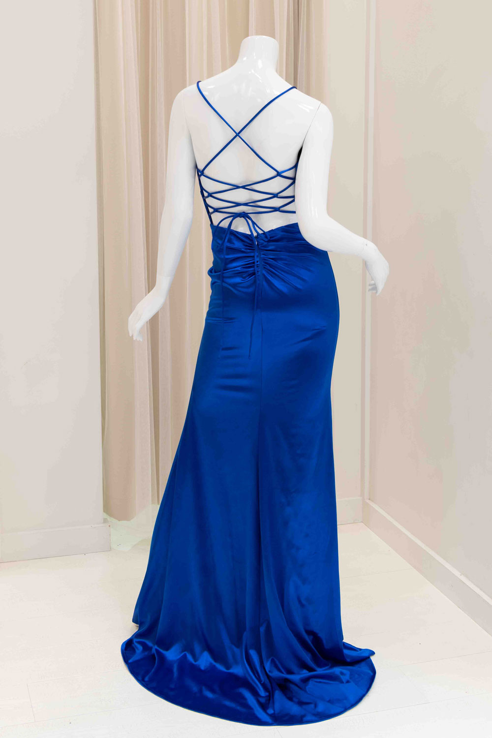 Alyna Satin Evening Gown in Royal Blue