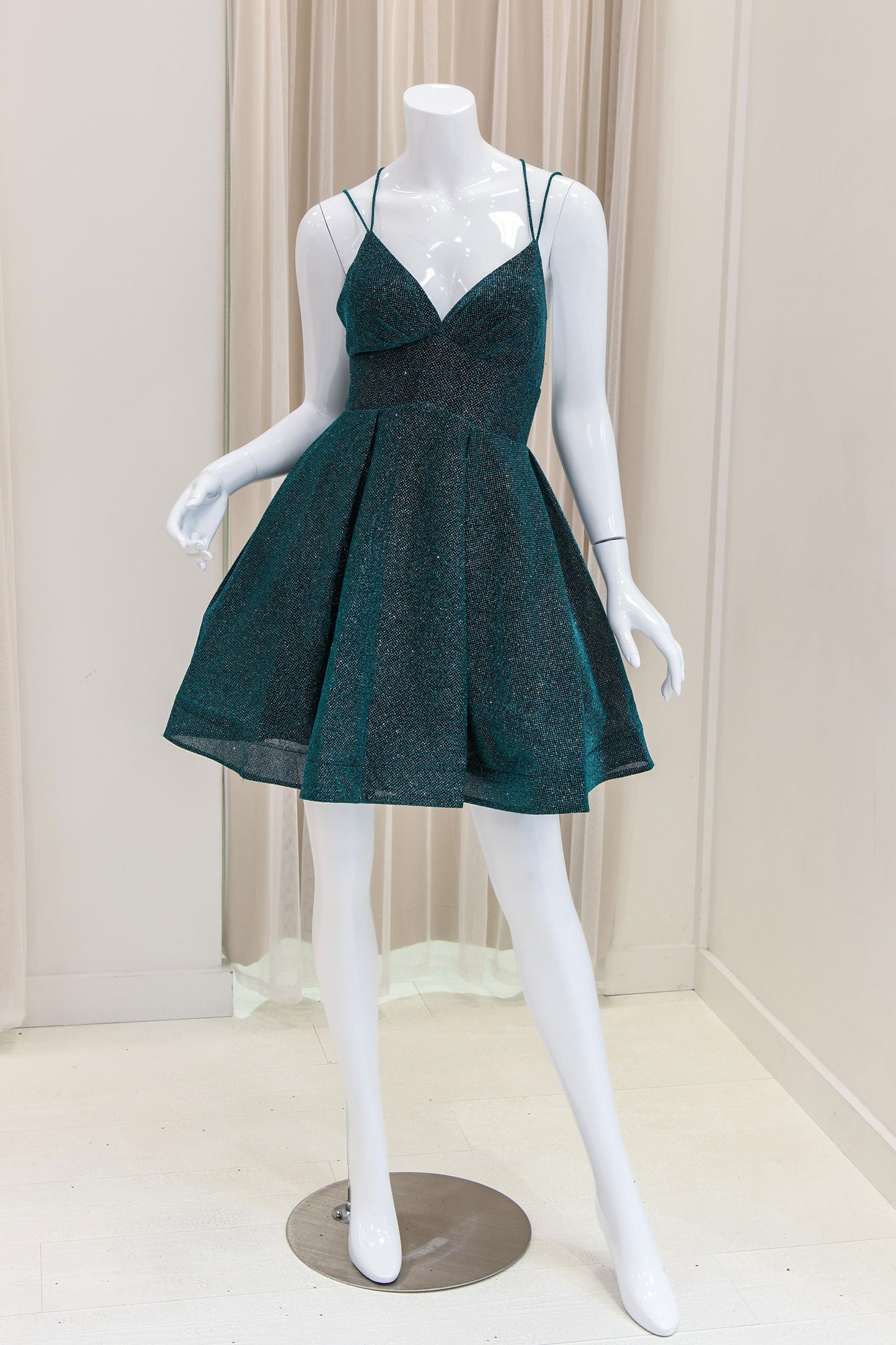 Amy Glitter Fit and Flare Dress in Green