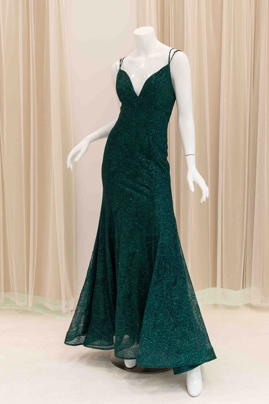 Angelita Glitter Evening Gown in Green
