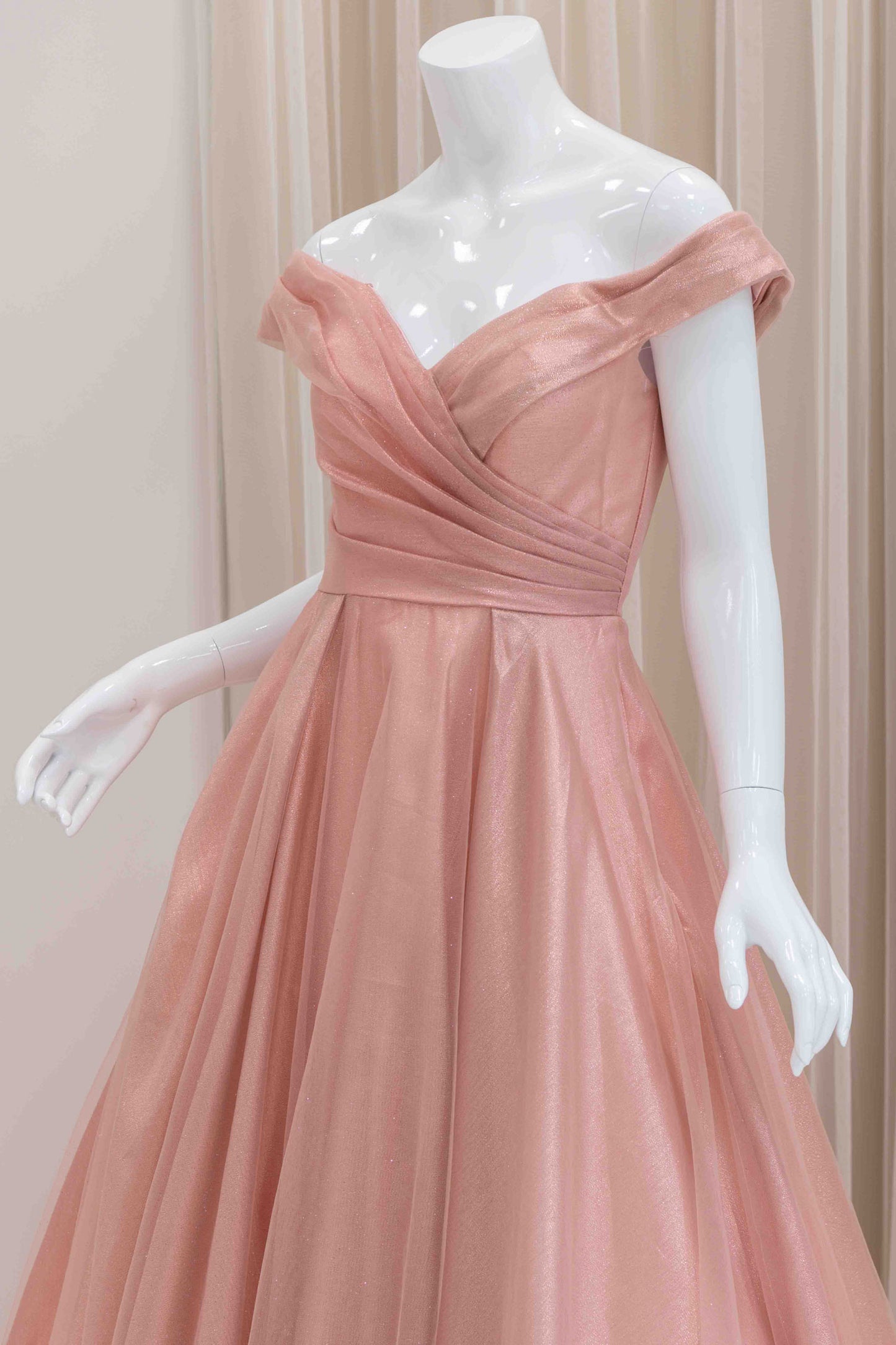 Arina Off Shoulder Ball Gown in Pink