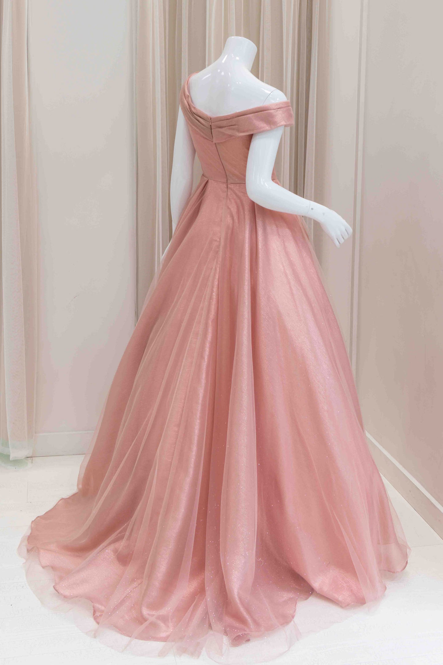 Arina Off Shoulder Ball Gown in Pink