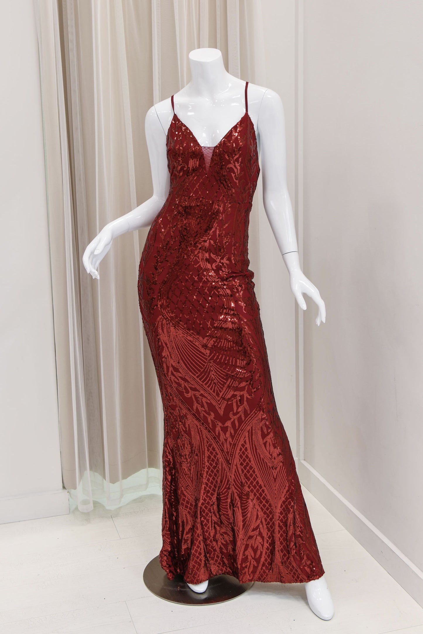 Athena Sequin Evening Dress in Red