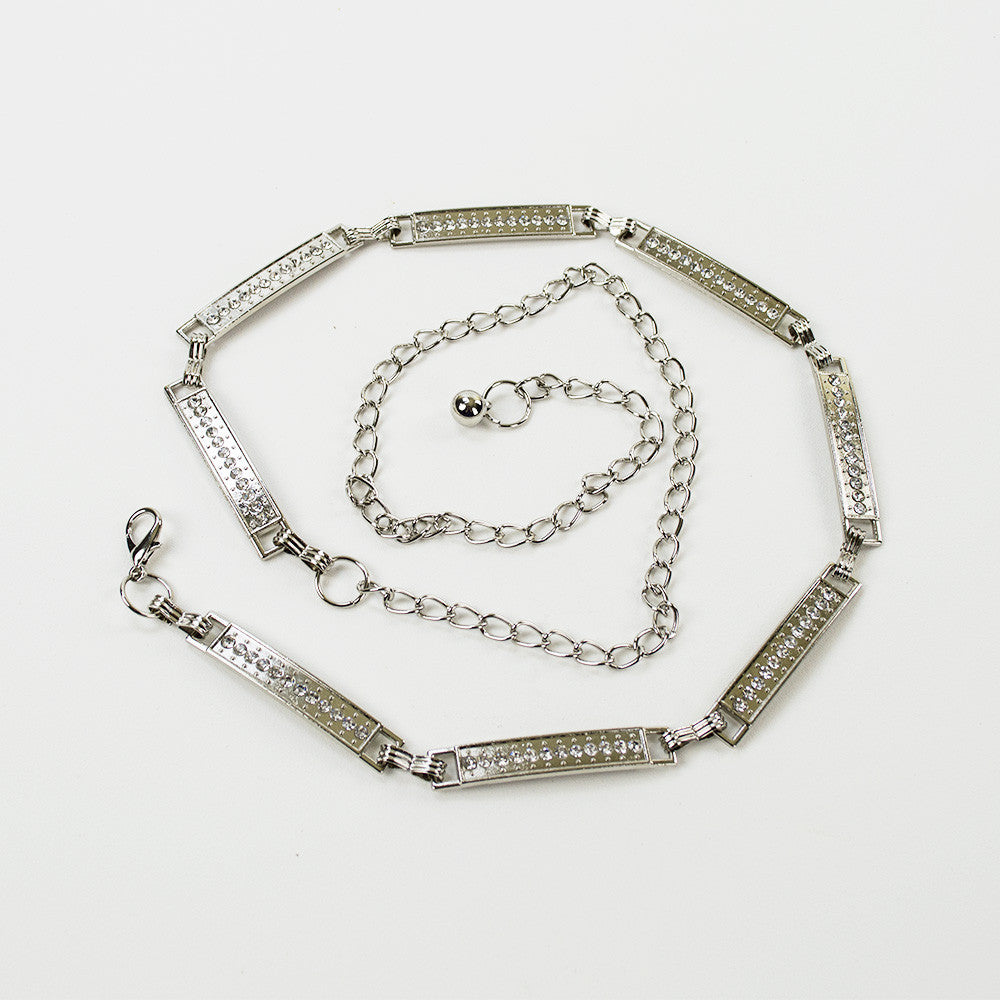 Silver Square Link Chain Belt
