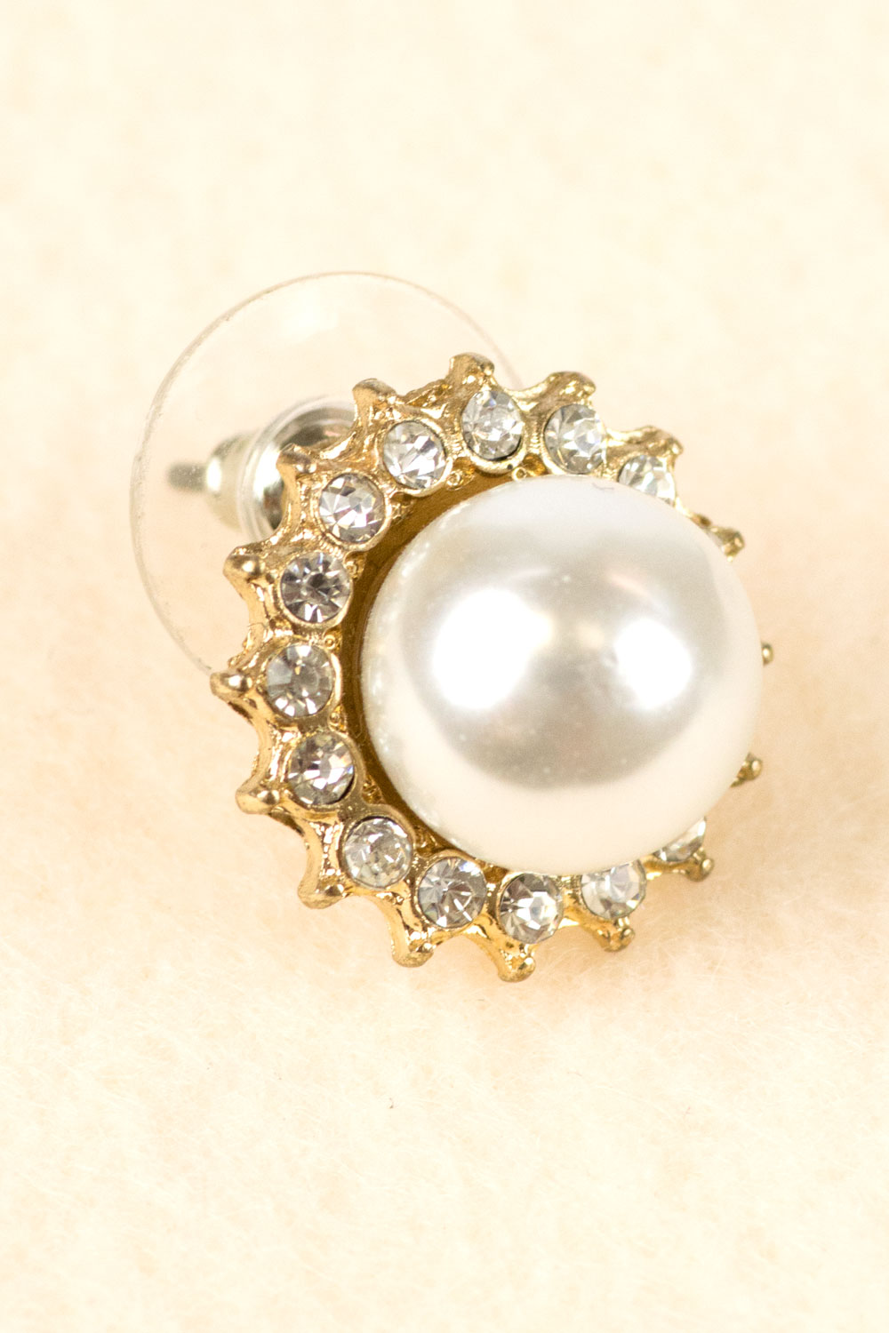 Crystal Framed Pearl Stud Earrings