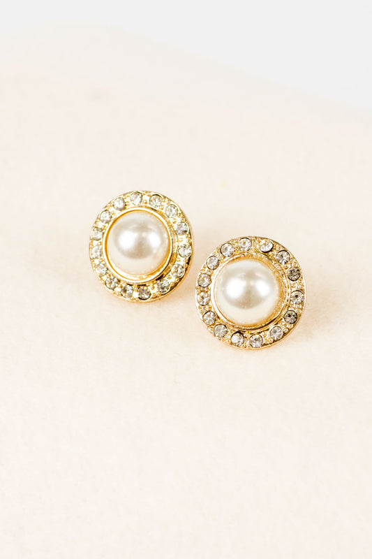 Halo Pearl Stud Earrings