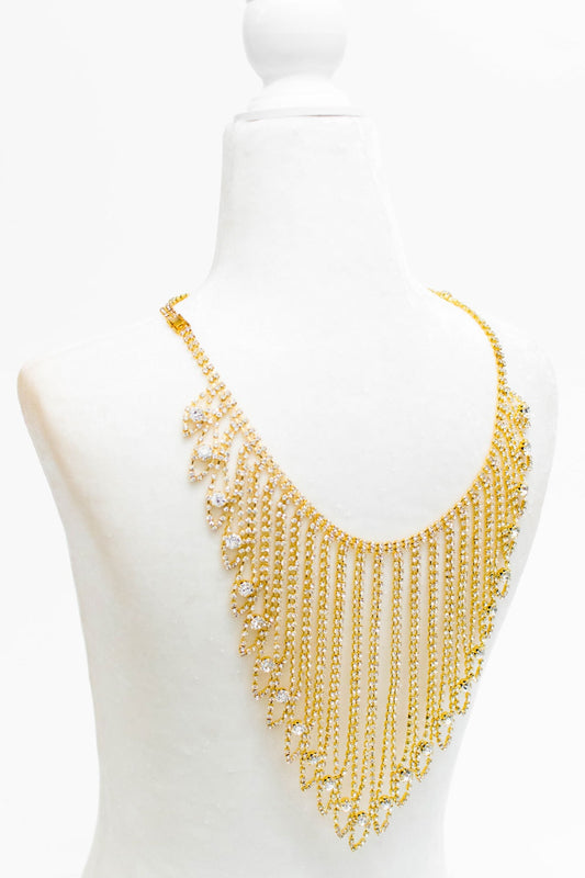 Cascading Rhinestone Back Necklace