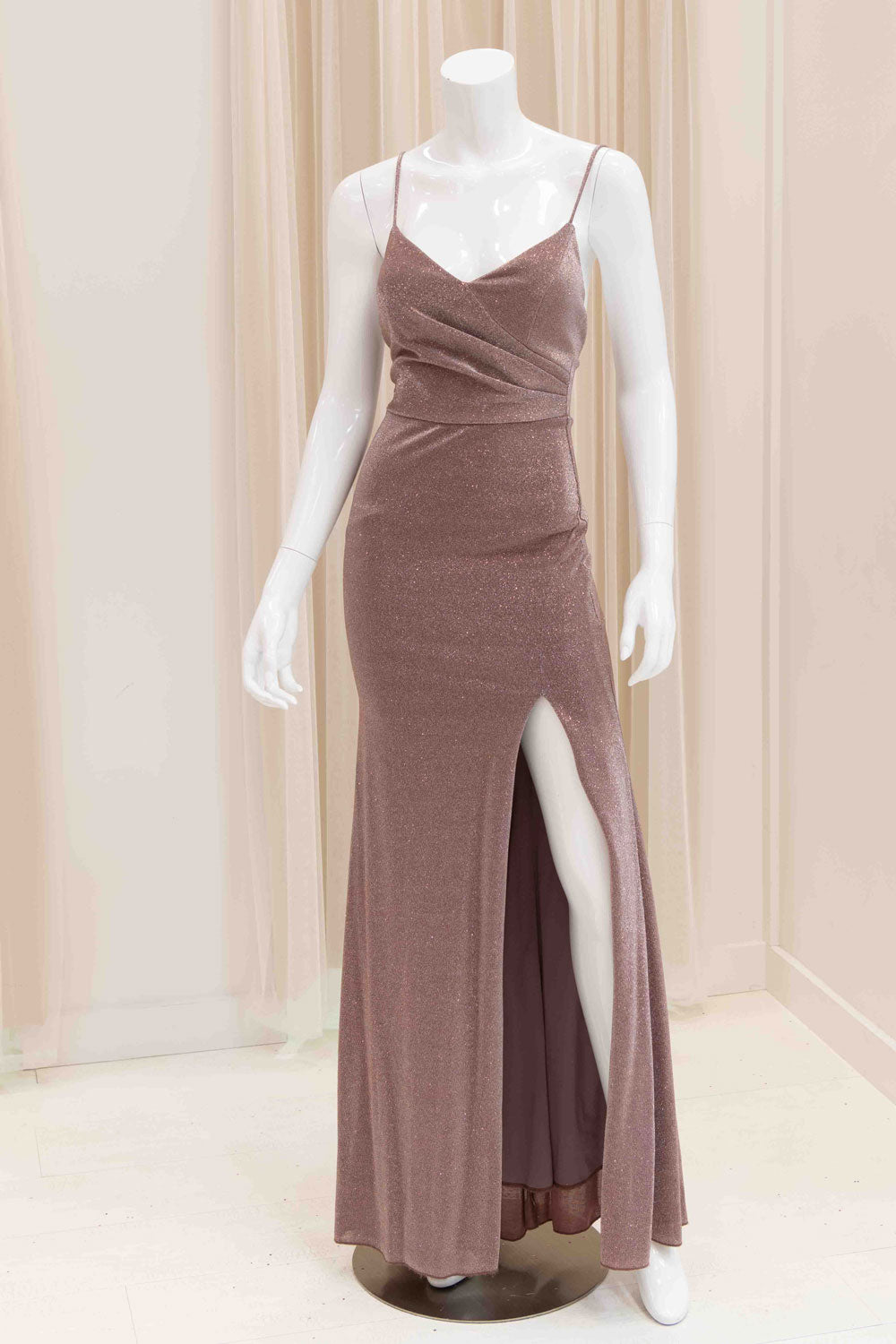 Cecilia Shimmer Evening Dress in Taupe