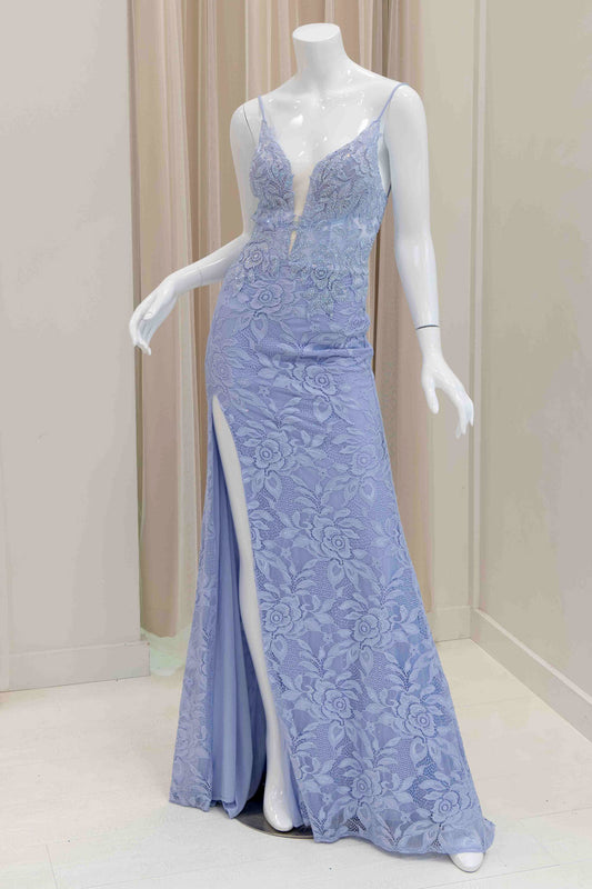 Chanell Lace Evening Dress in Lavender