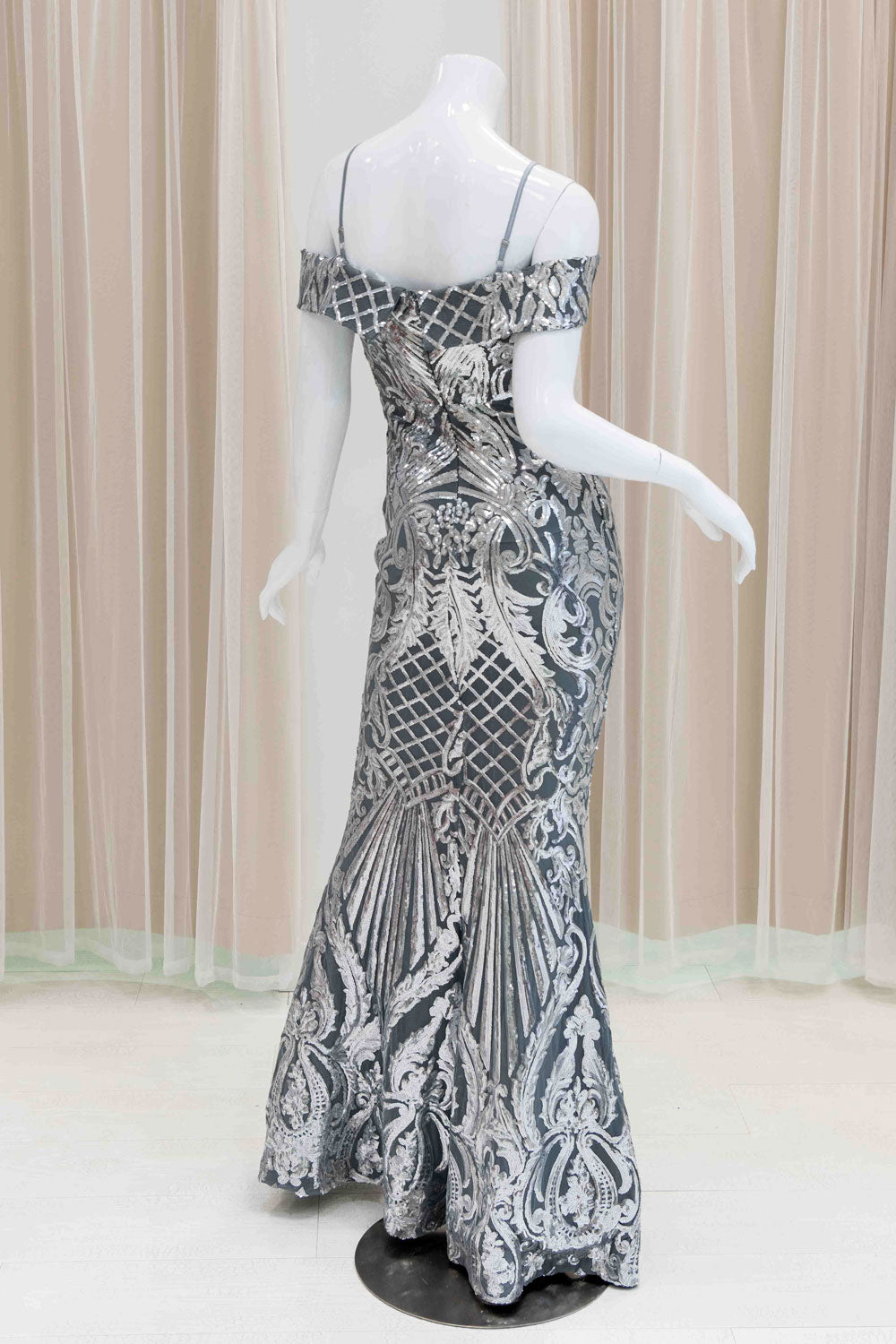 Chelsea Sequin Evening Gown in Silver