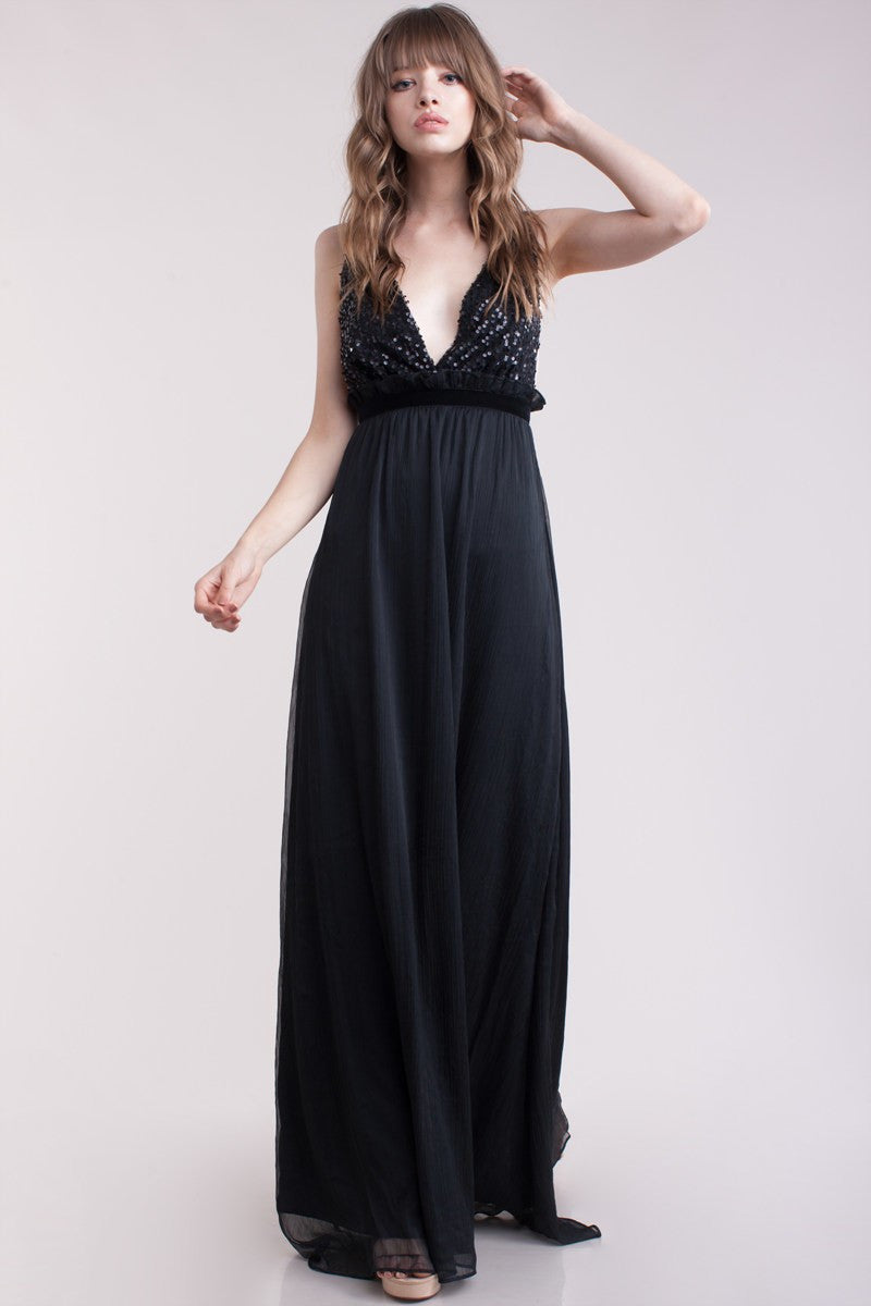 Elegant black crepe gown
