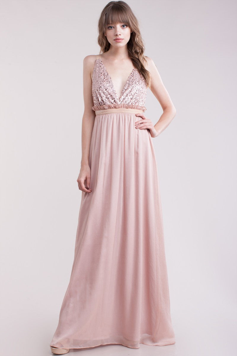 Dusty Pink Maxi Bridesmaid Dress