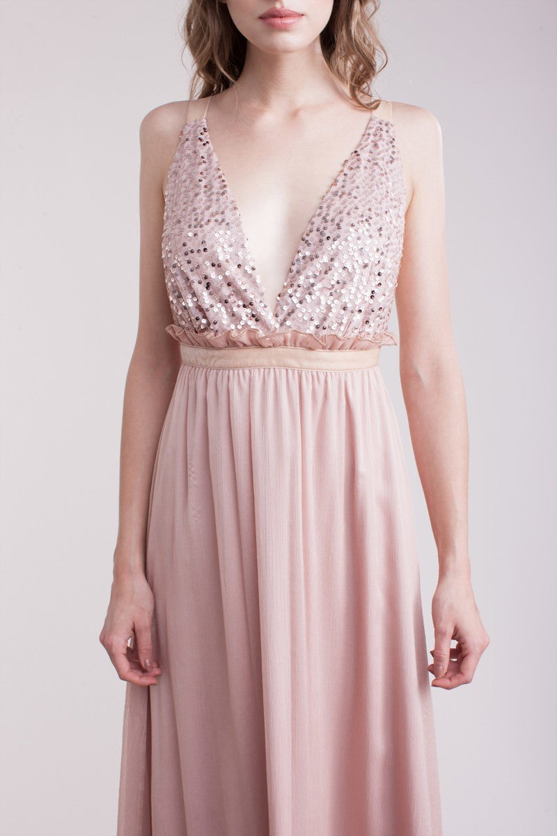 Simple and elegant crinkle chiffon wedding dress 