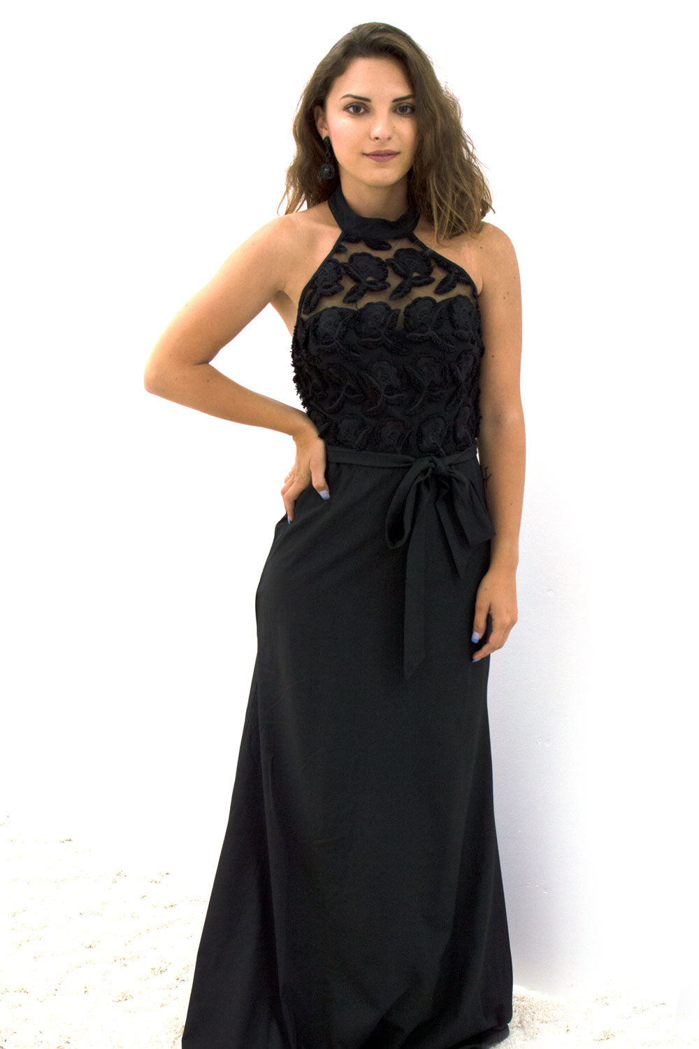Rose Flower Halter Dress
