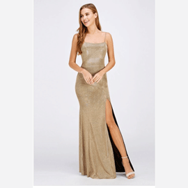 Delia Sparkle Evening Dress in Gold