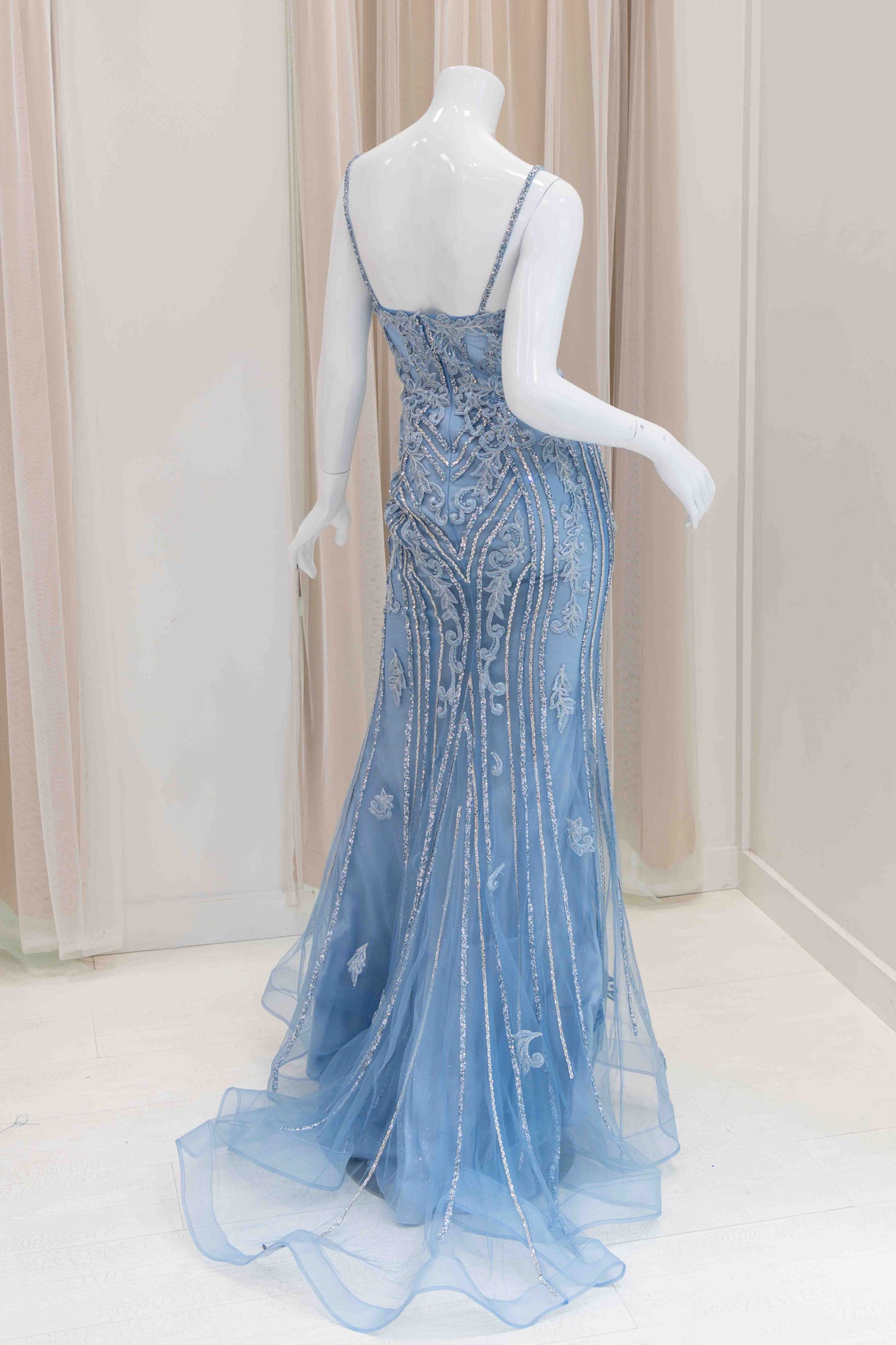 Daiya Spaghetti Strap Evening Gown in Light Blue