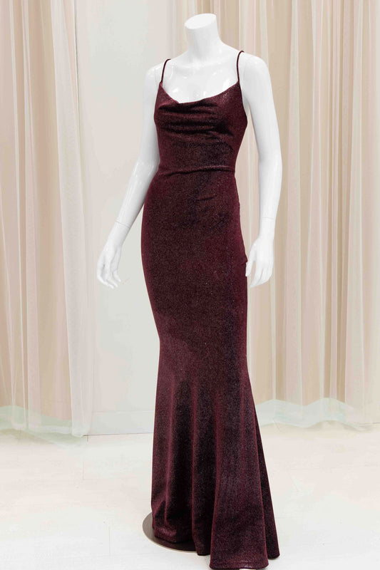 Daria Glitter Evening Gown in Burgundy