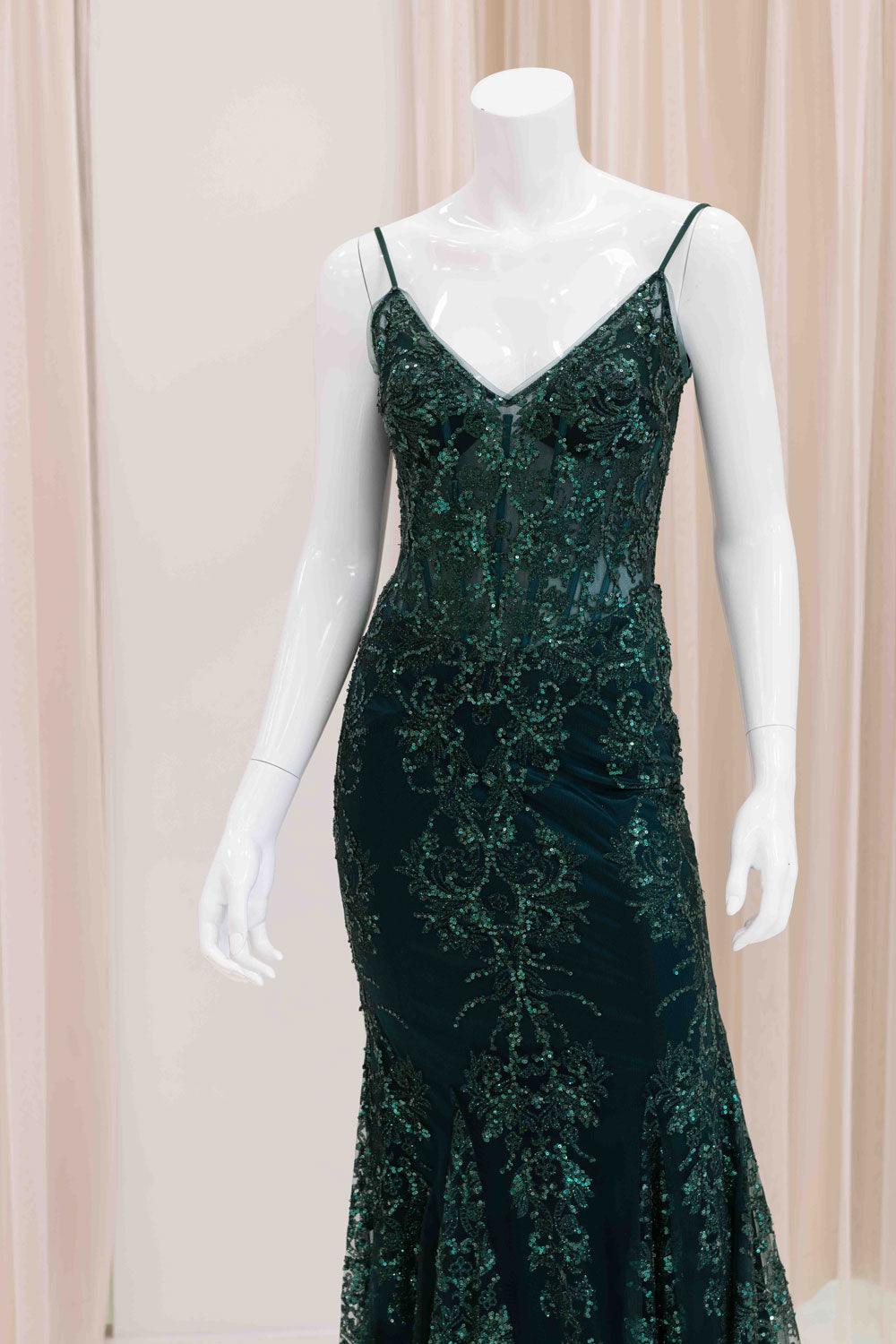 Darleena Glitter Evening Gown in Green
