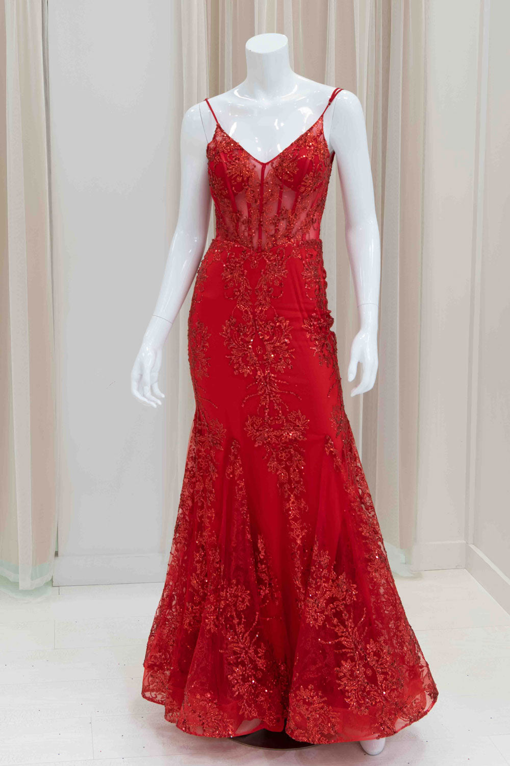 Darleena Marie Glitter Evening Gown in Red