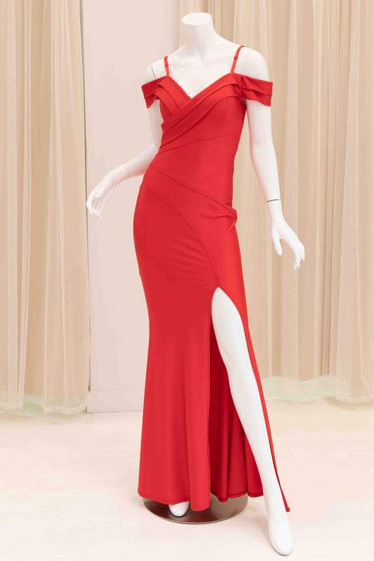Daylinn Off Shoulder Evening Dress in Red