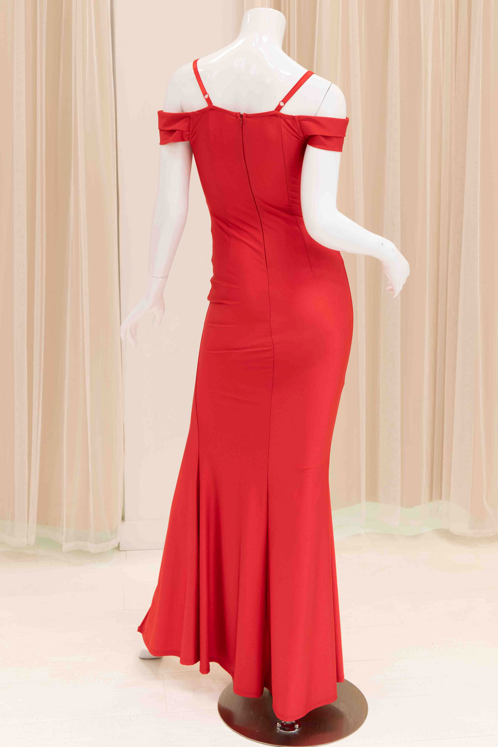 Daylinn Off Shoulder Evening Dress in Red