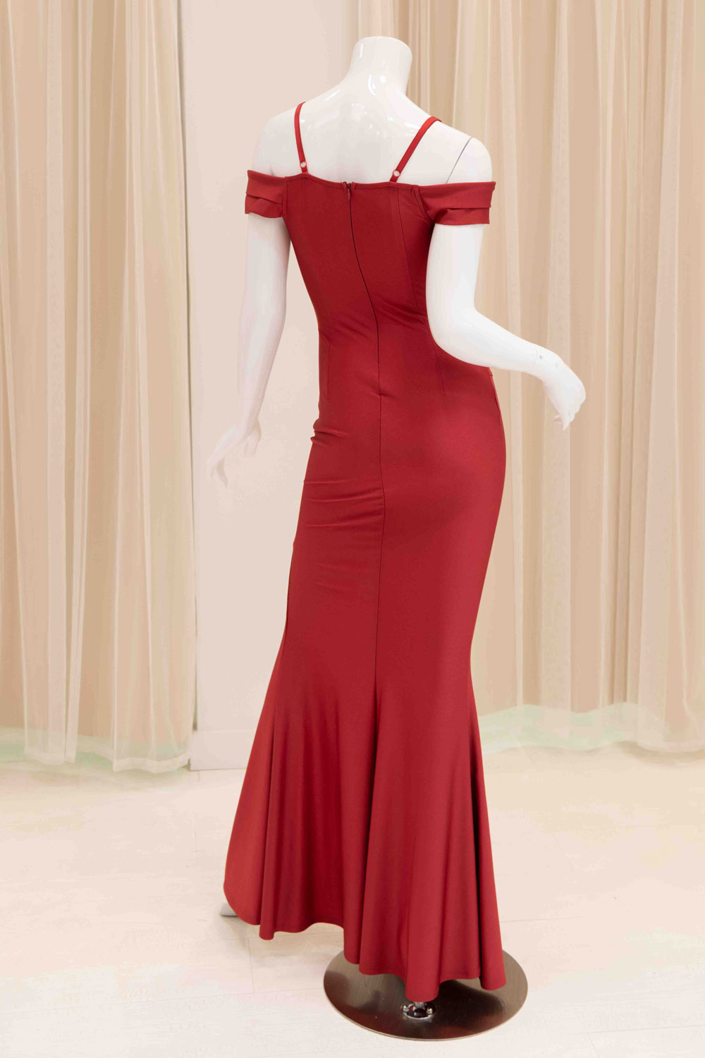 Daylinn Off Shoulder Evening Dress in Classic Red