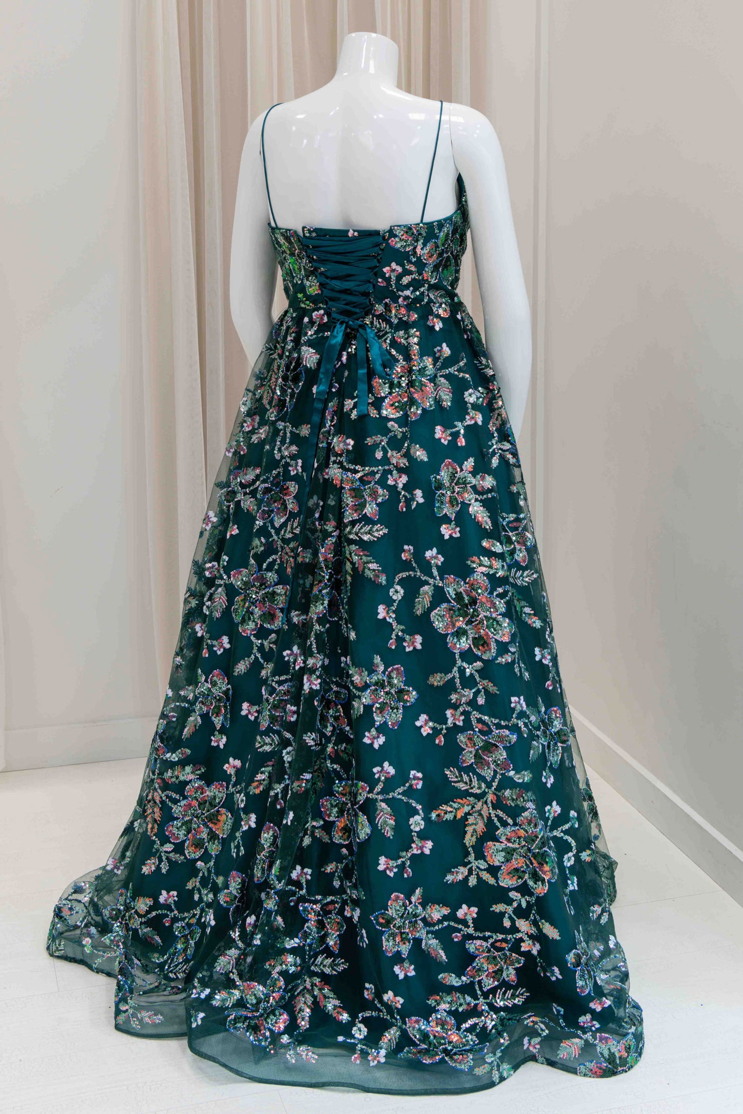 Dominique Sequin Ball Gown in Green