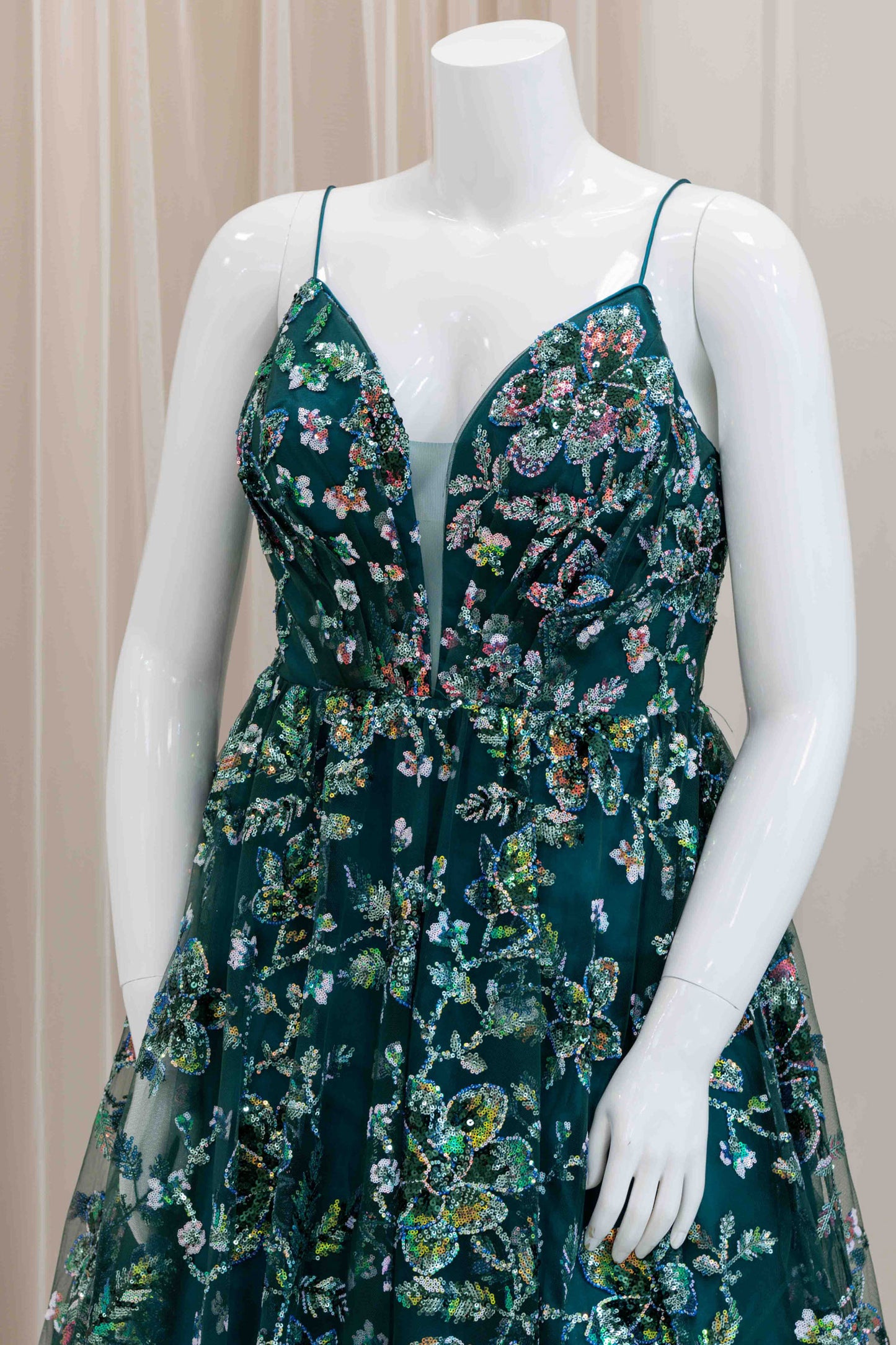 Dominique Sequin Ball Gown in Green