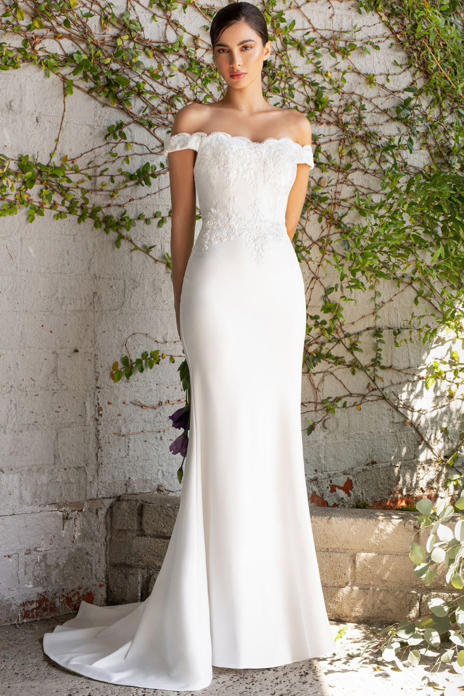 Oriana Off Shoulder Bridal Gown in White