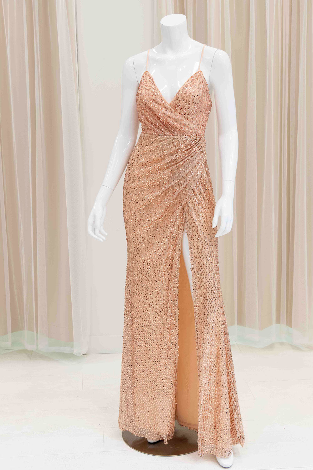 Elisa Sequin Evening Dress in Rose Gold
