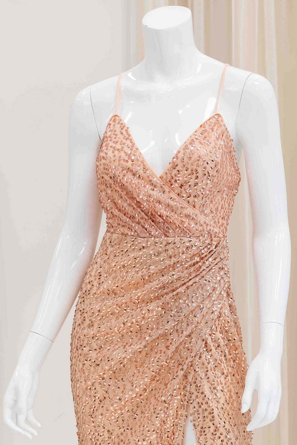 Elisa Sequin Evening Dress in Rose Gold