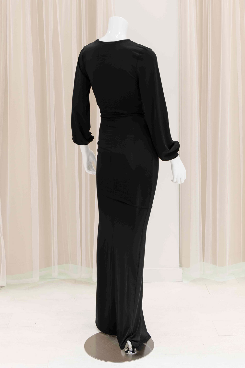 Elmira Long Sleeve Evening Gown in Black