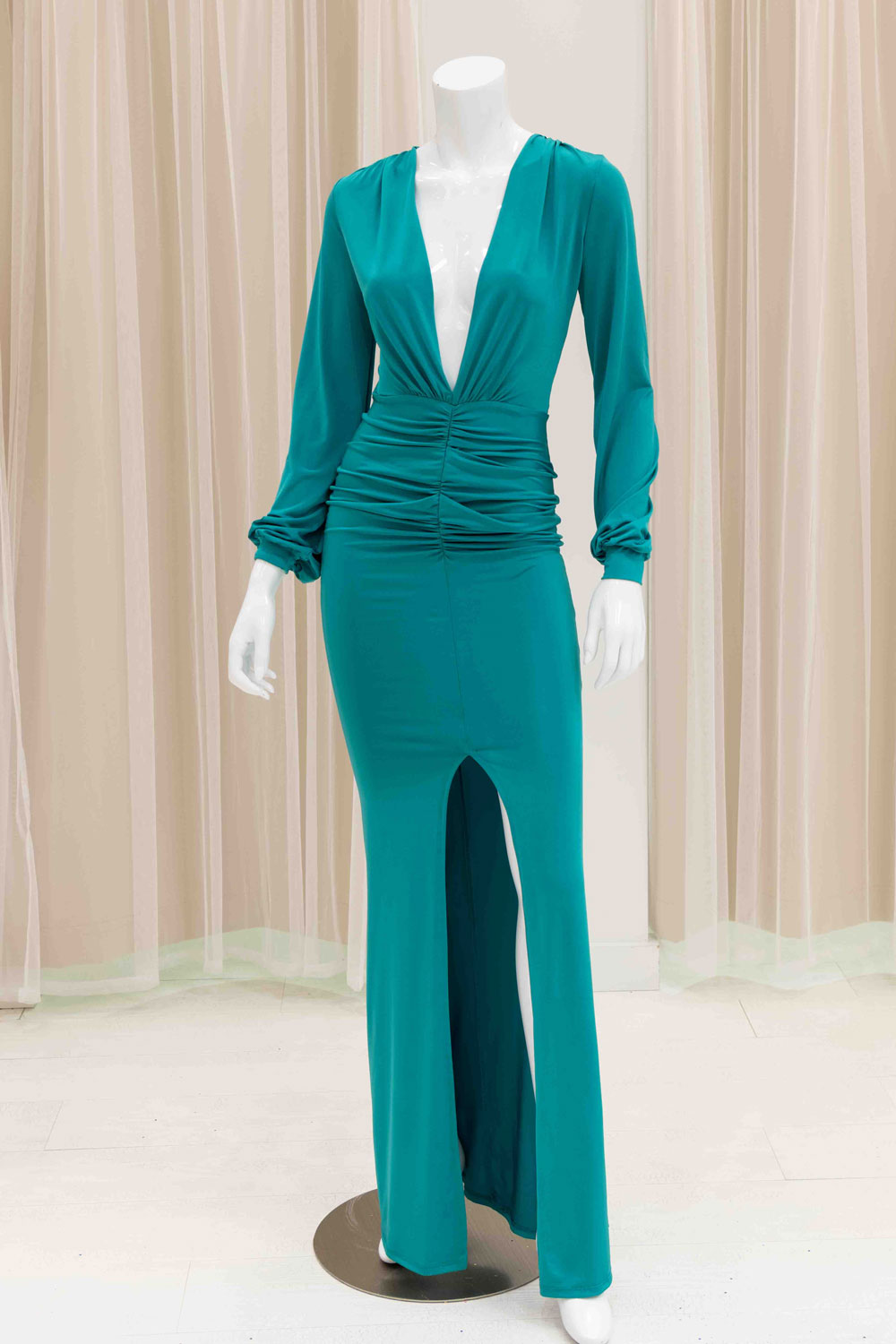Elmira Long Sleeve Evening Gown in Green