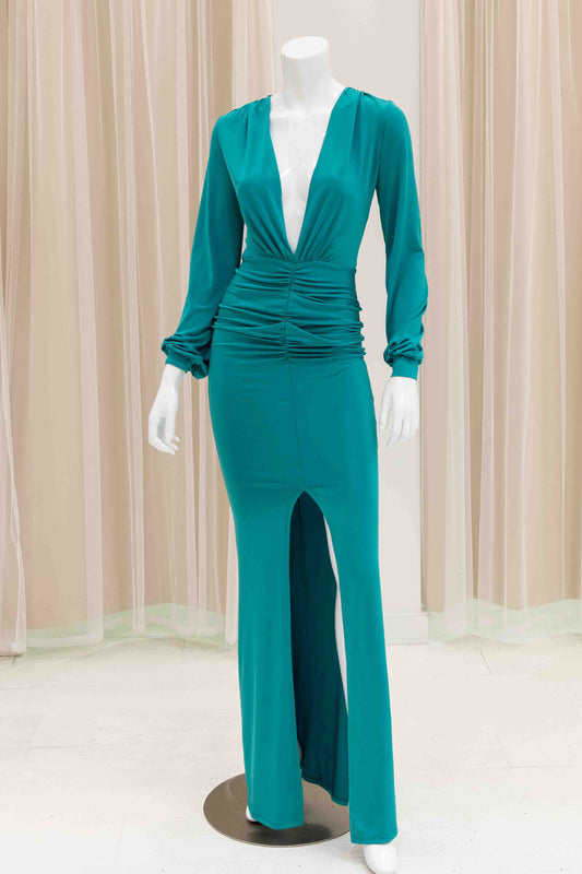 Elmira Long Sleeve Evening Gown in Green