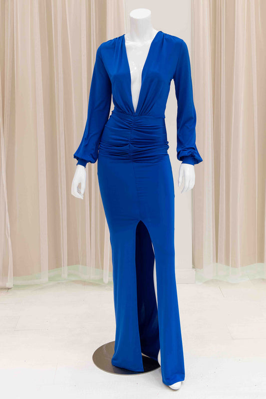 Elmira Long Sleeve Evening Gown in Royal Blue
