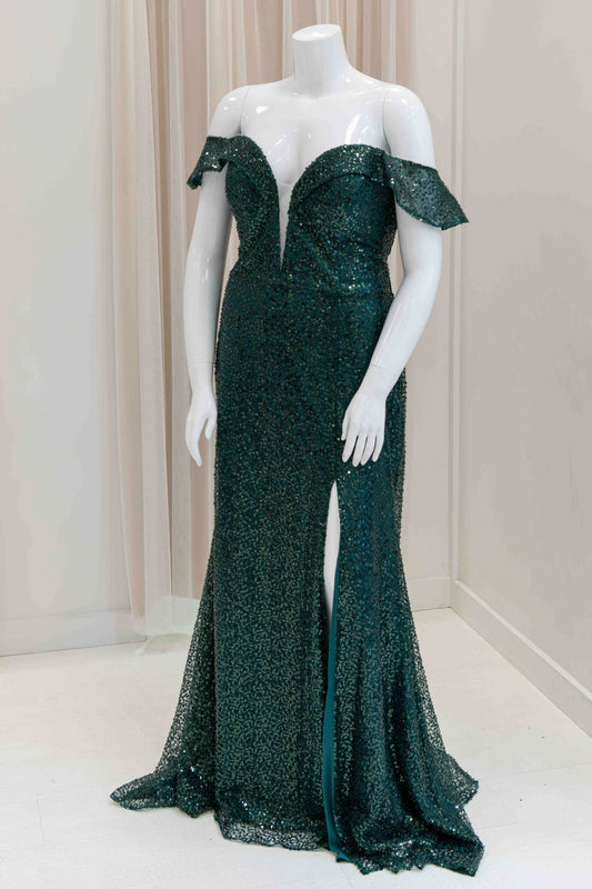 Eloise Sequin Evening Gown in Green