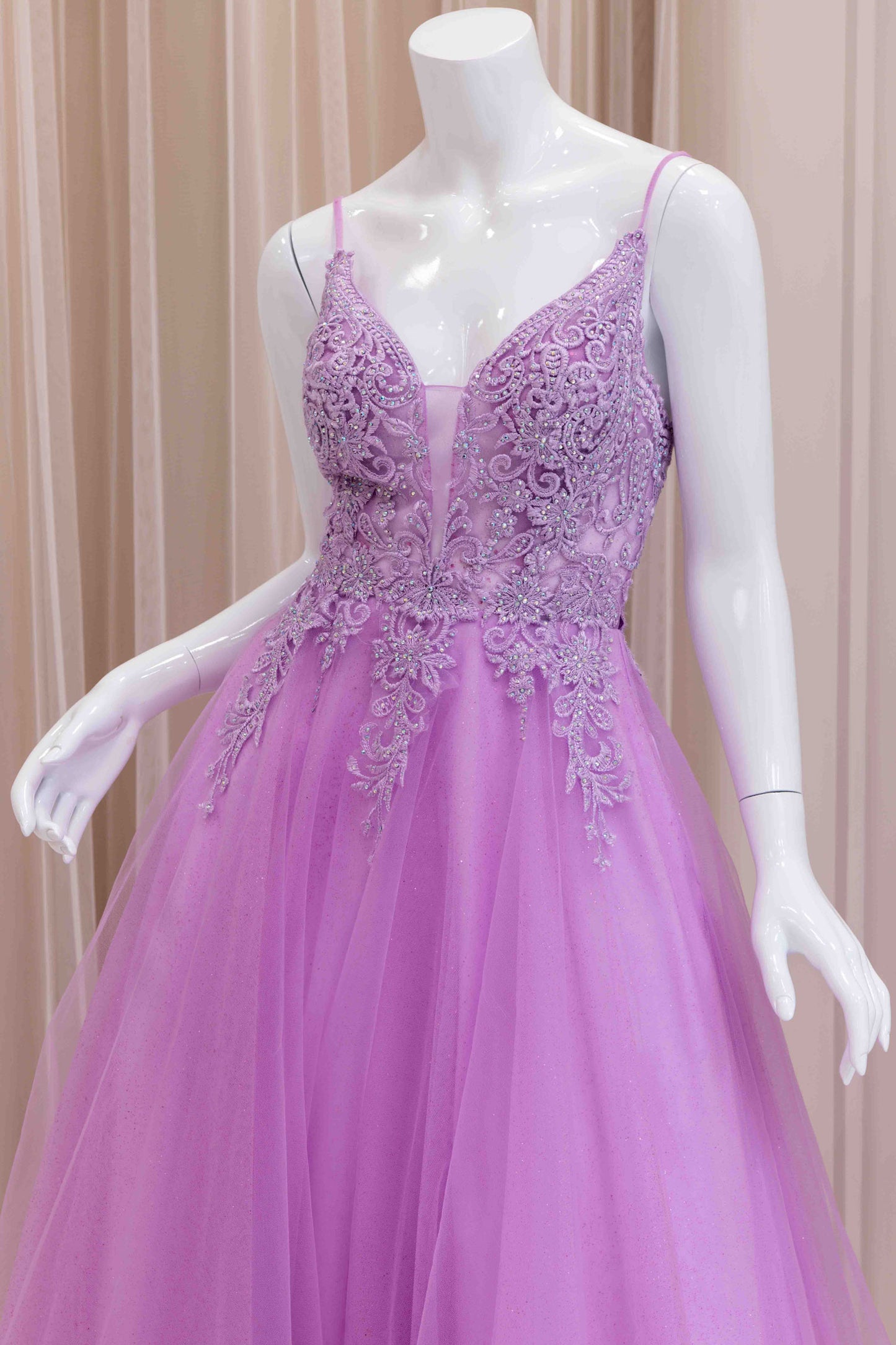 Everleigh Embroidered Bodice Ball Gown in Lilac