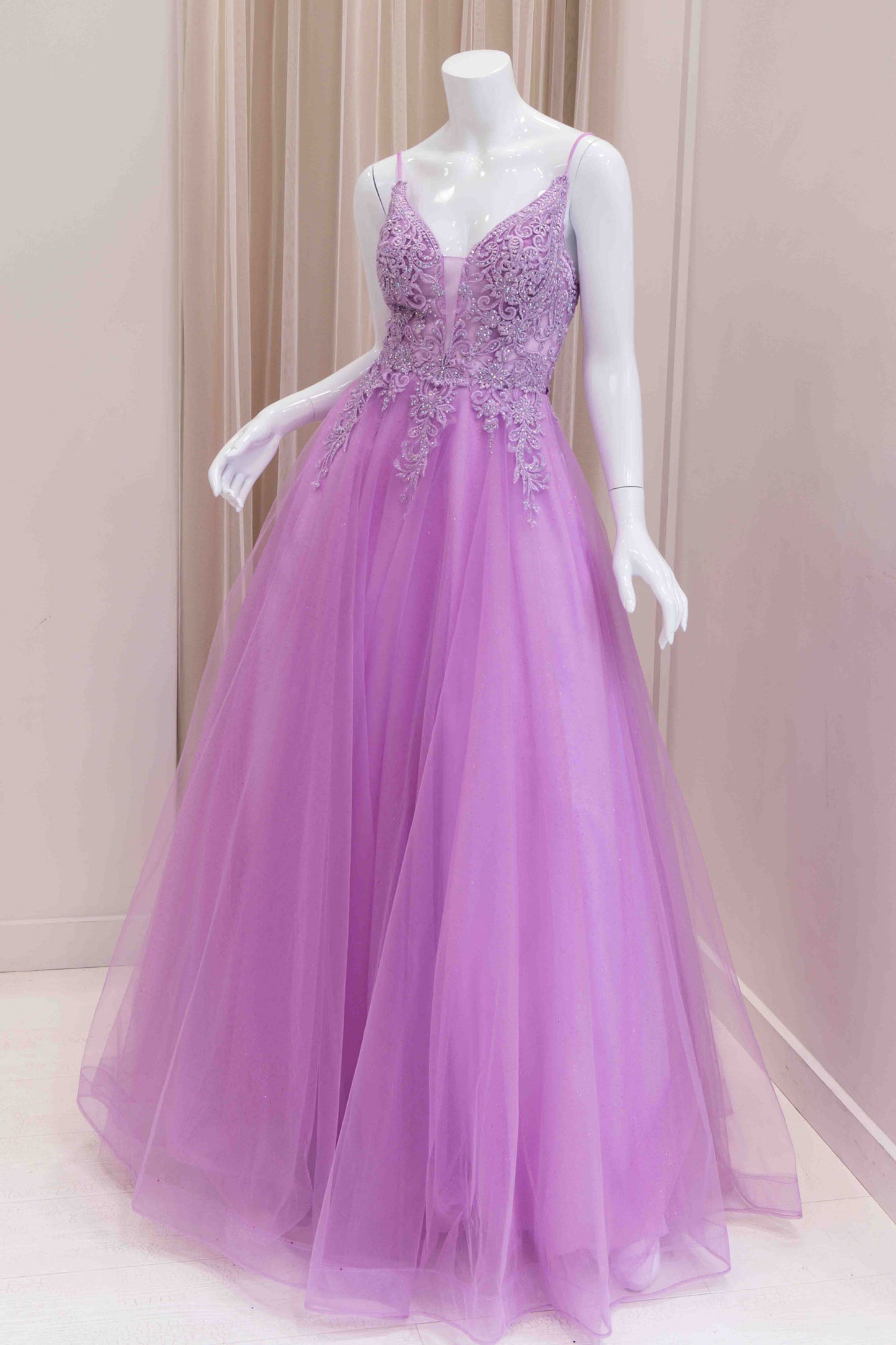 Everleigh Embroidered Bodice Ball Gown in Lilac