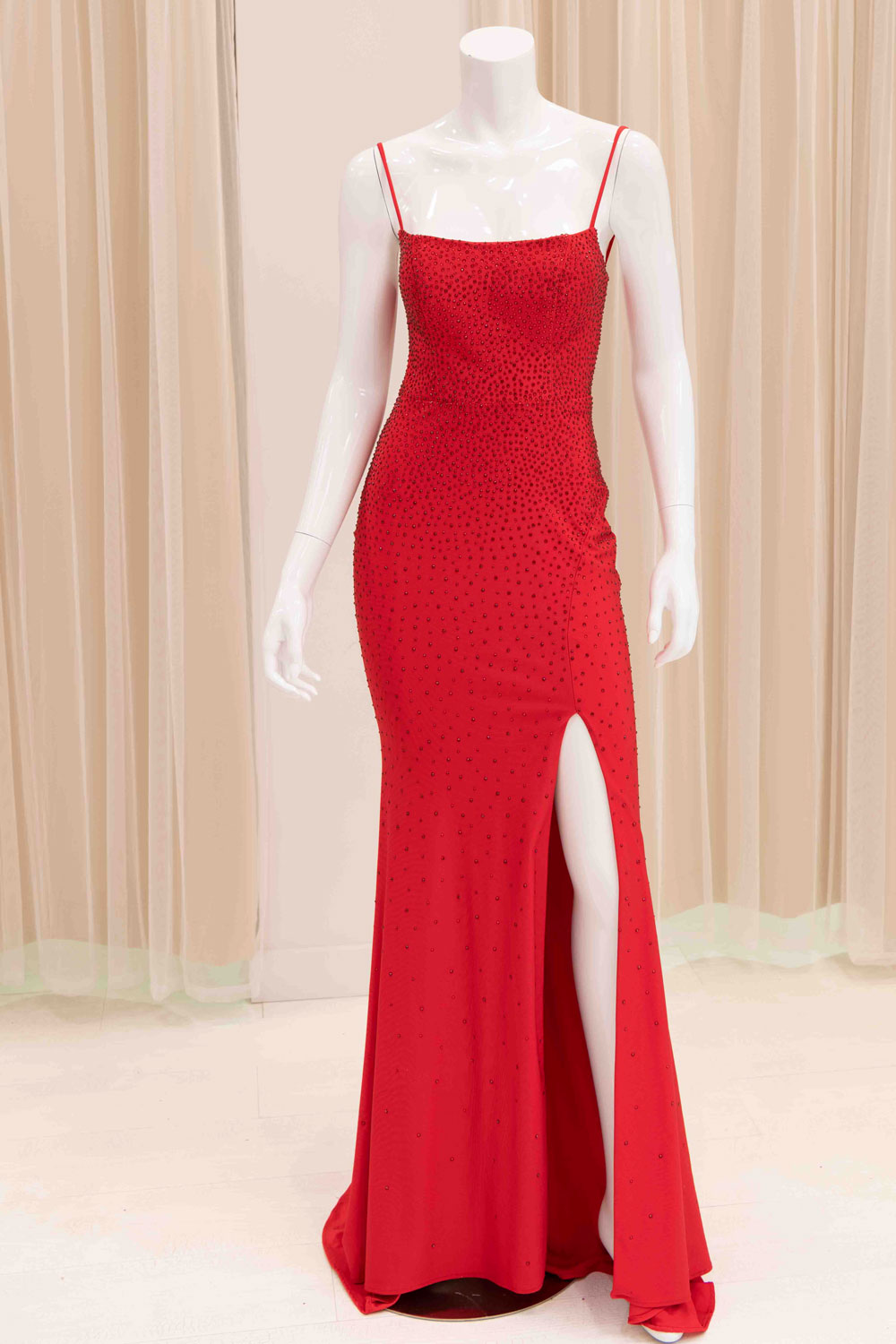 Felicity Studded Evening Gown in Red