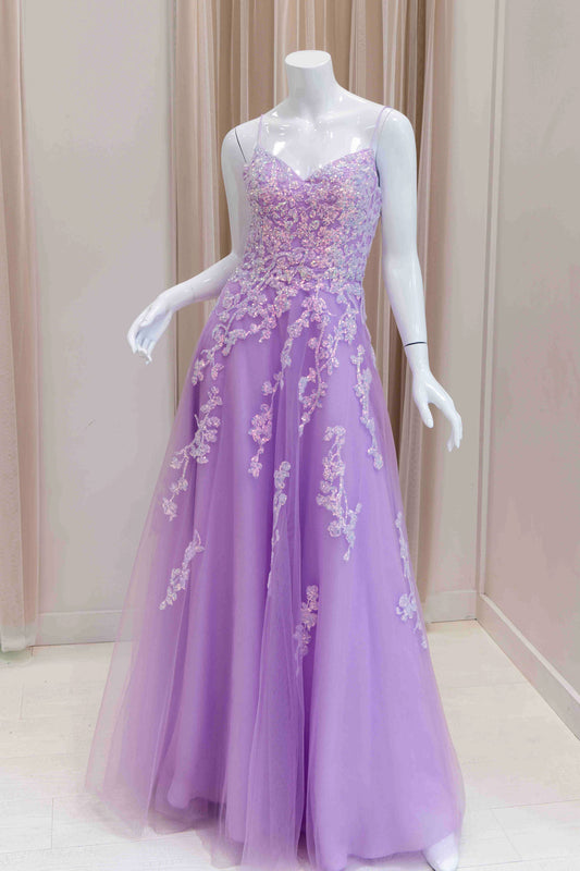 Flora Sequin Applique Ball Gown in Lilac