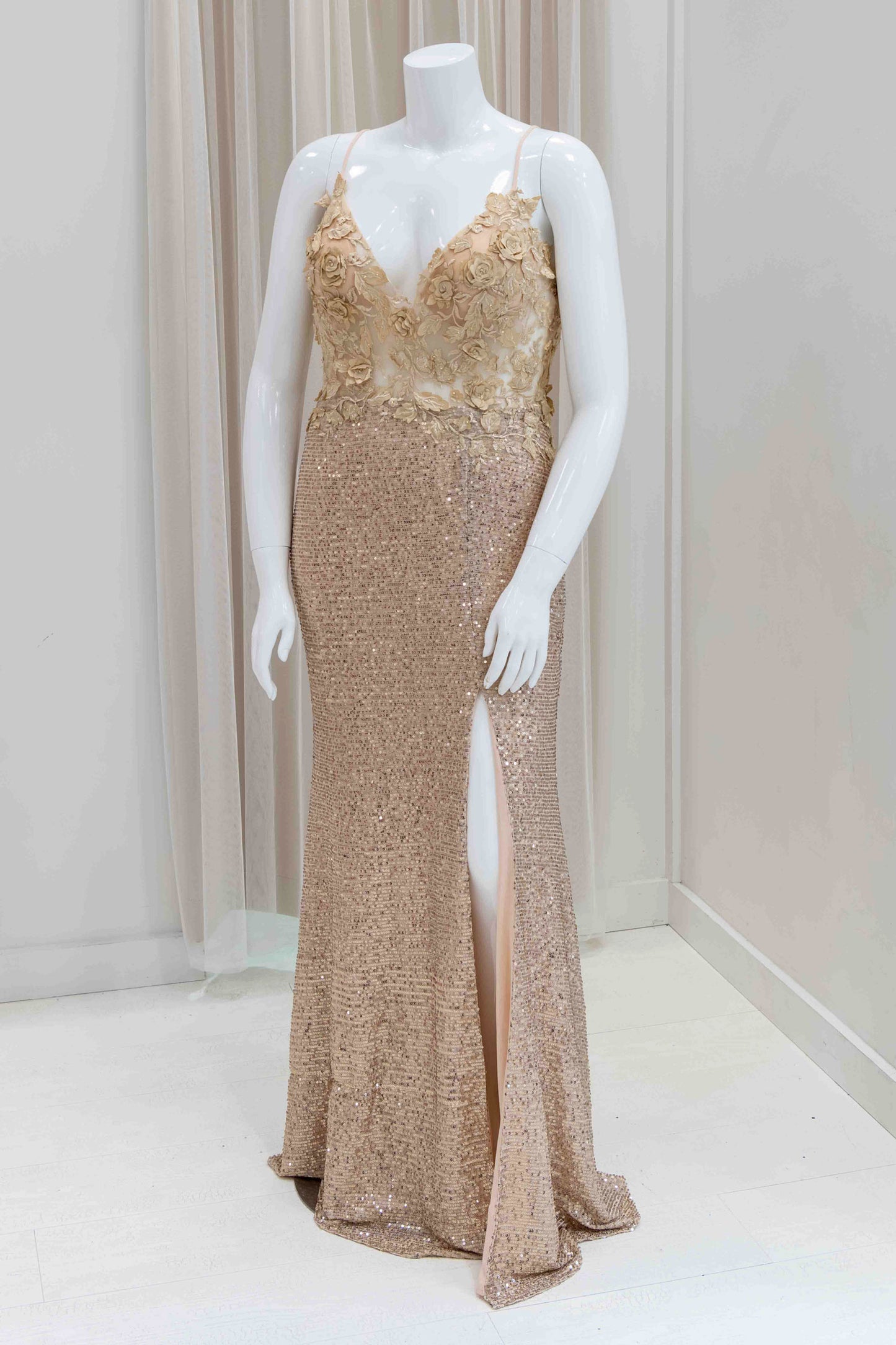 Florence Sequin Evening Gown in Gold