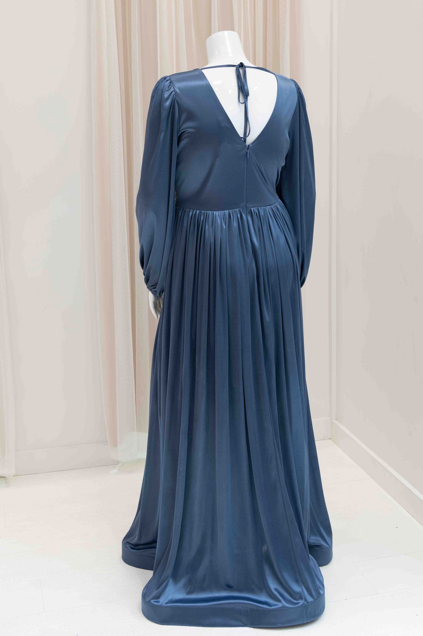 Gail Satin Maxi Dress in Slate Blue