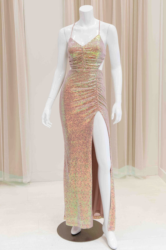 Gia Sequin Evening Gown in Pink