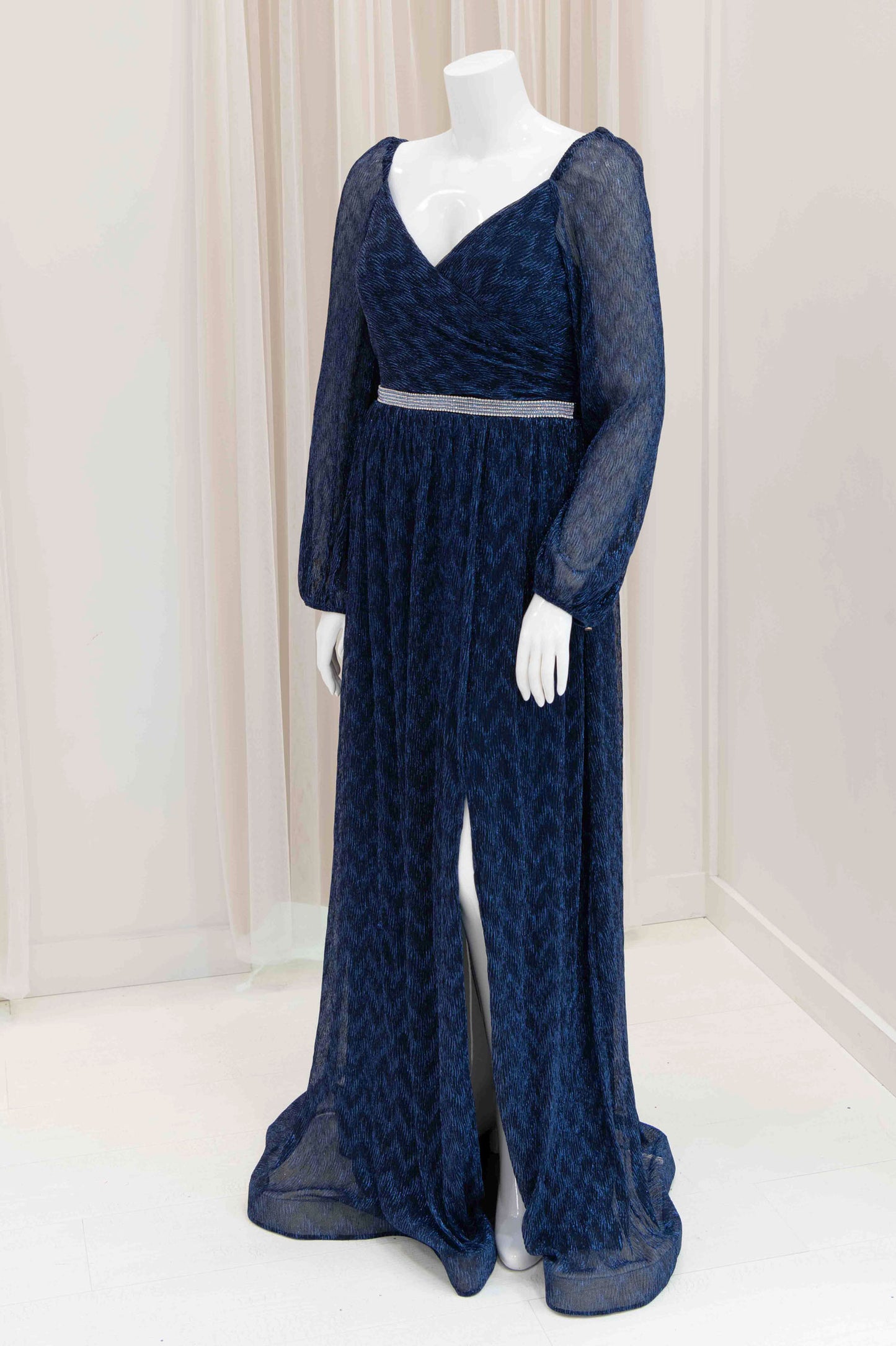 Gillian Lurex Maxi Dress in Navy Blue
