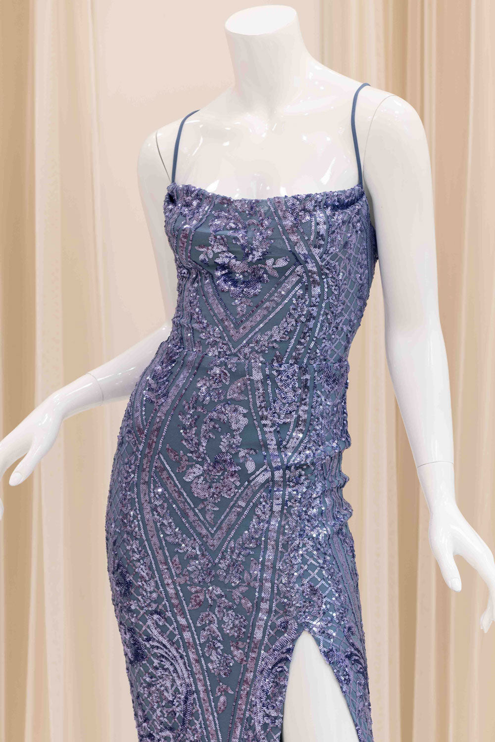Greta Sequin Evening Gown in Lavender