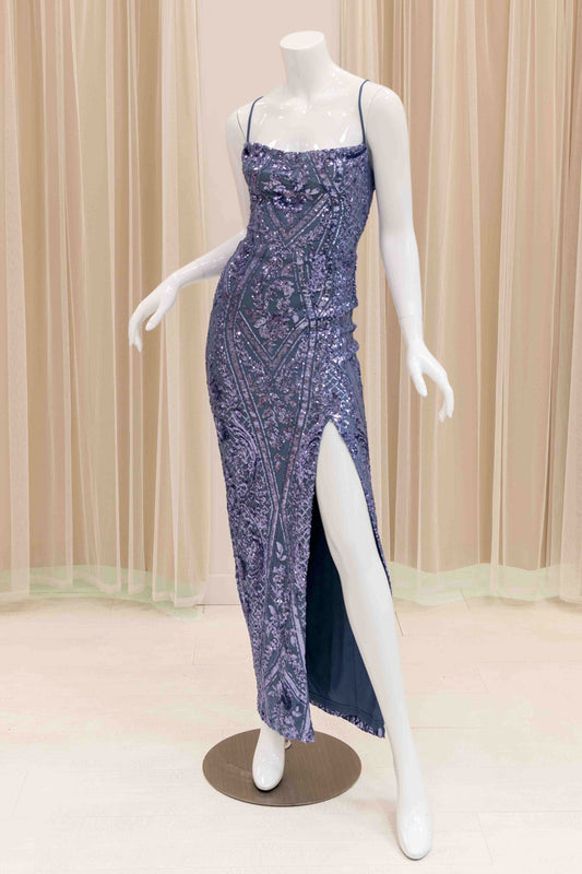 Greta Sequin Evening Gown in Lavender