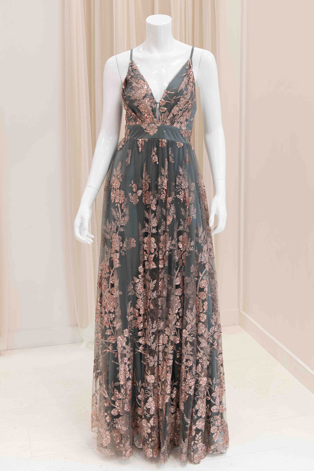 Ina Glitter Maxi Dress in Olive Green