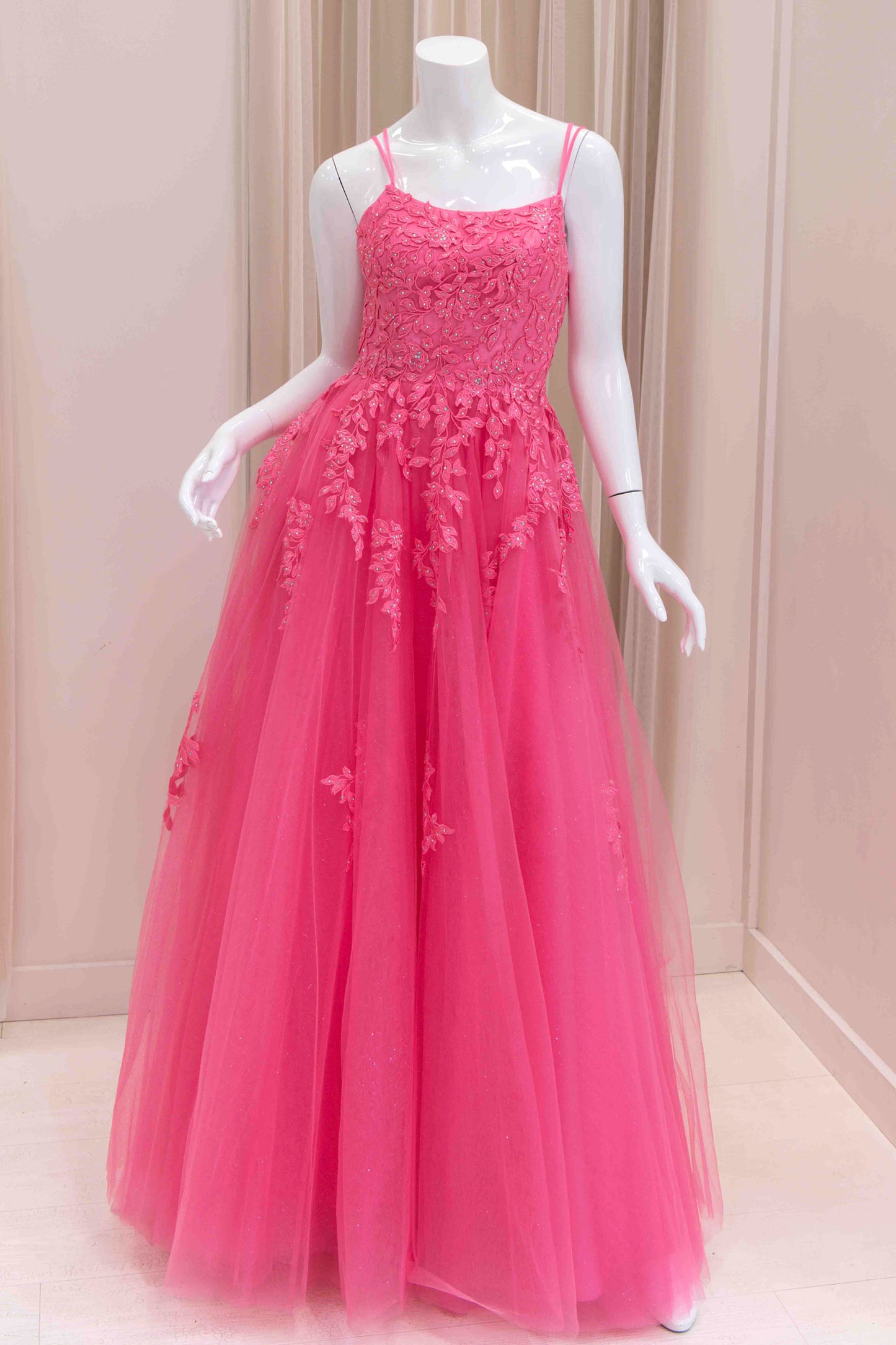 Isolda 3D Applique Ball Gown in Pink